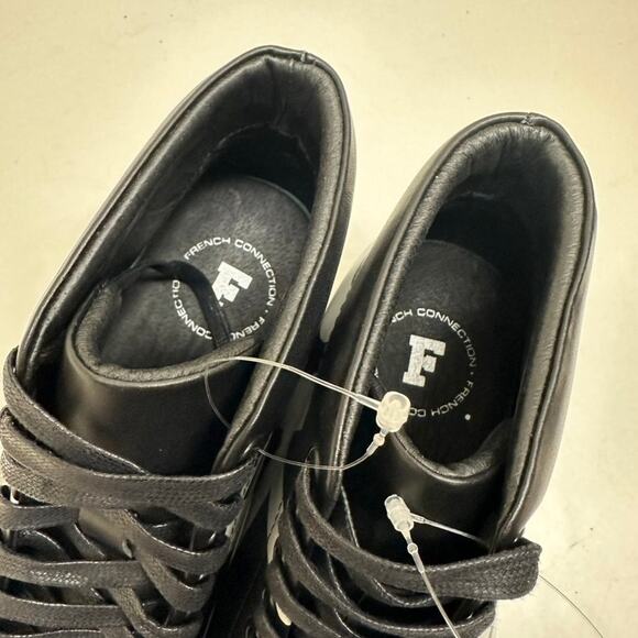NWOT FCUK French Connection Triomphe Sneakers Black White Logo Leather High 10.5 main image 4